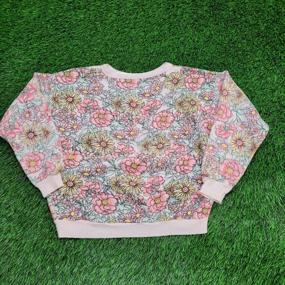 Vintage 80s Floral AOP Sweater Womens Small 18x18 Boxy - Picture 2 of 10